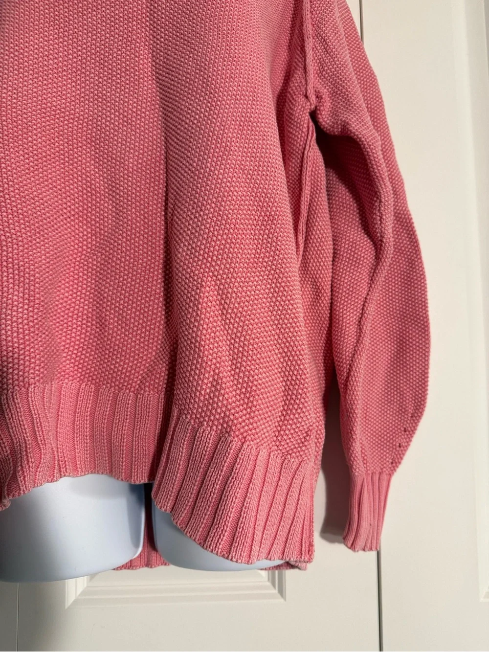 aerie Pink Off-Shoulder V-Neck Knit Sweater